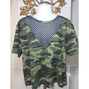 Women Mesh Green camouflage  T-Shirt size m